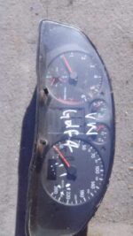 Front view of a used Volkswagen Golf 4 dashboard cluster showing dials and gauges from 2003 model.Front view o
