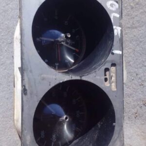 Front view of used Volkswagen Golf 1 instrument cluster showing speedometer and gauges.Front view of used Volk