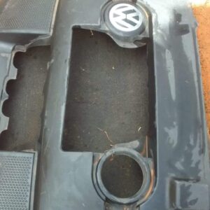 Used VW Polo engine cover shown flat on a white background, top side visible.Used VW Polo engine cover shown f
