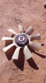 Used viscous radiator fan for Mercedes Vito shown front-facing on a clean white background.Used viscous radiat