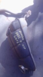 Side view of used Mercedes W210 water bottle with cap and mounting bracket visible against white background.Si