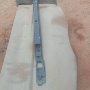 Right roof rack for Mitsubishi ASX shown from top angle, used condition visible on black metal bars.Right roof