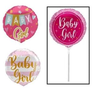 Balloon air fill w/stick baby girl – main product image