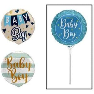 Balloon air fill w/stick baby boy – main product image