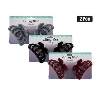 033-001398.Jpg Hair claw solid colours 2pc claw clip – main product image