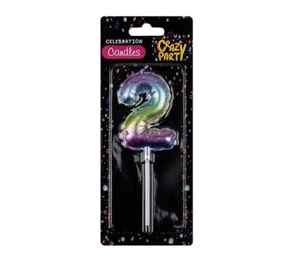 039-000313-2.Jpg Candle birthday balloon 2 rainbow 5cm – main product image