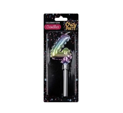 039-000313-4.Jpg Candle birthday balloon 4 rainbow 5cm – main product image