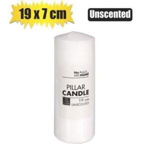 Candle pillar round wht 19x7cm u/scent – main product image