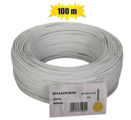 047-000027.Jpg Ripcord/speaker wire 0.5mmx100m reel wht – main product image
