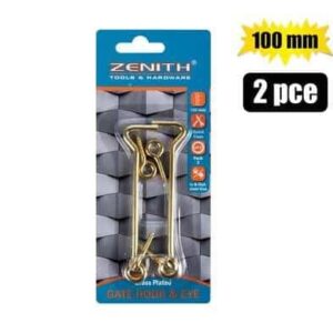 Gate hook+eye brassed 100mm 2pce zenith – main product image