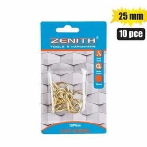 Cup hooks brass pl 25mm 10pce zenith – main product image