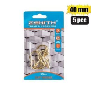 Cup hooks brass pl 40mm 5pce zenith – main product image