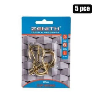 Cup hooks brass pl 50mm 5pce zenith – main product image