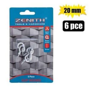 Cup hooks white pl ctd 20mm 6pce zenith – main product image