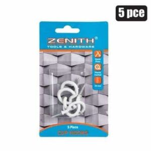 Cup hooks white pl ctd 30mm 5pce zenith – main product image