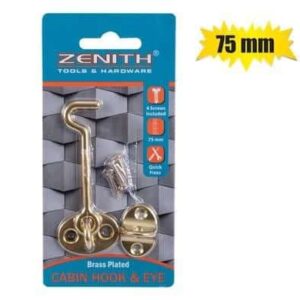 Cabin hook+eye brass+screws 75mm zenith – main product image