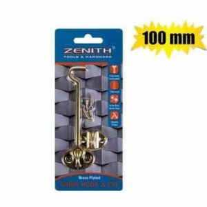 Cabin hook+eye brass+screws 100mm zenith – main product image