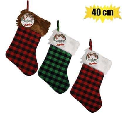 067-000555.Jpg Xmas stocking tartan 40cm – main product image