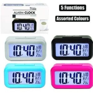 Clock digital 5 func asstd colours – main product image