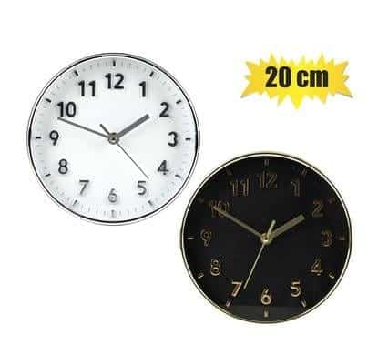 486-001100.Jpg Clock wall pl round 20cm basic asstd – main product image