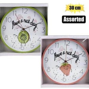 Clock wall pl round fruit 30cm asstd – main product image