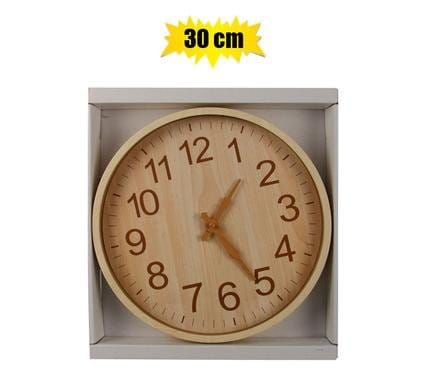 486-002320.Jpg Clock wall pl round wood look 30cm – main product image