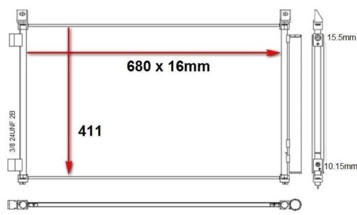 Pos_Bd10953.Jpeg Nissan X Trail A/C Condenser (2.0/2.5) 16 20 / Renault Koleos (2.5) 17 22 – main product image