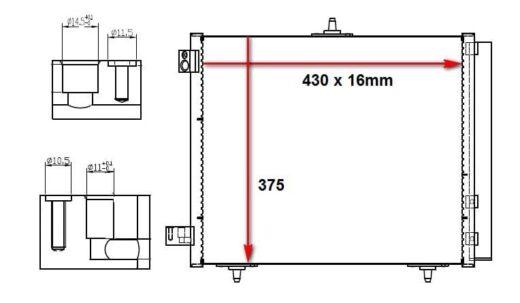 Pos_Bd12321.Jpeg Peugeot 1007/2008/206/207/208 / Citroen C2/C3/C4/DS3 A/C Condenser 02 16 – main product image