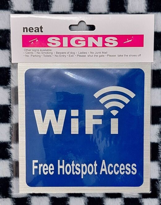 Blue &Amp; Silver Wifi-Free Hotspot Access Metal Sign 1 Product image – product image