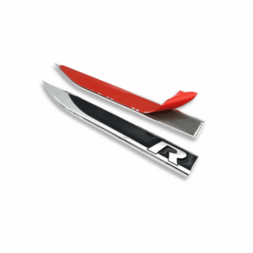 R Fender Badges Black/Silver (Non Oem) 1 R FENDER BADGES BLACK/SILVER (non oem) auto part product photo