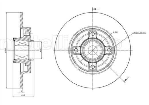 Citroen Dv6Ted4 9Hy/9Hz Brake Disc Rear-With Hub 248.4X9X69.2 1 Product image – product image