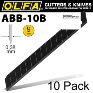 OLFA 9mm BLACK SNAP Off BLADE 10PCE auto part product photo