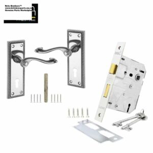LOCK Set 3LEVER GEORGIAN SCROLL HANDLE SATIN Bbl auto part product photo