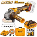 ANGLE GRINDER 115MM 20v BRUSHLESS Kit & 1 BATTERY INGCO ™ auto part product photo