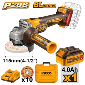 ANGLE GRINDER 115MM 20v BRUSHLESS Kit & 1 BATTERY INGCO ™ auto part product photo