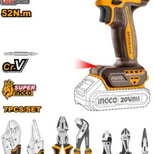 DRILL CORDLESS BRUSHLESS 20v & 7 PIECE PLIER Set INGCO ™ auto part product photo
