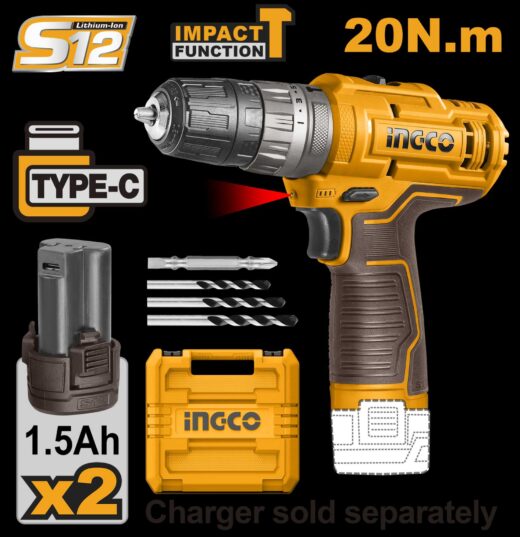 Drill Cordless 12V Impact Usb Type C Ingco ™ 1 DRILL CORDLESS 12v IMPACT Usb TYPE C INGCO ™ auto part product photo