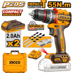 DRILL CORDLESS 20v IMPACT BRUSHLESS Kit 55NM INGCO auto part product photo