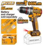 DRILL CORDLESS 96NM 20v IMPACT BRUSHLESS SOLO INGCO ™ auto part product photo