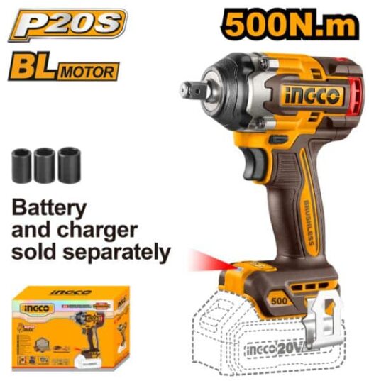 Impact Wrench 20V 500Nm Brushless Solo Ingco ™ 1 IMPACT WRENCH 20v 500NM BRUSHLESS SOLO INGCO ™ auto part product photo