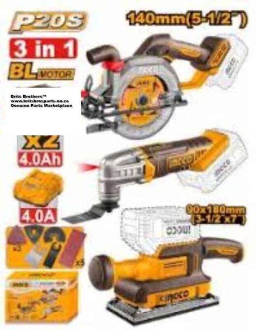 Ingco Combo Kit Multi Tool Circular Saw &Amp; Finishing Sander 20V ™ 1 INGCO Combo Kit Multi Tool Circular Saw & Finishing Sander 20v ™ auto part product photo