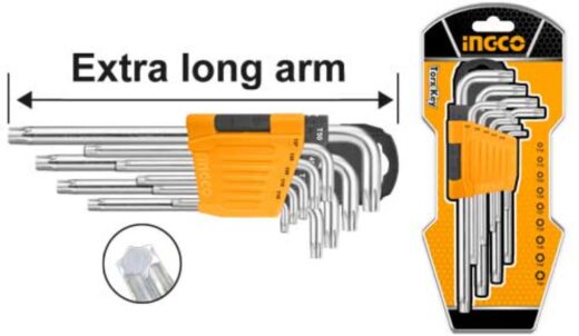 Allenkey Set Torx T10 T50 9 Piece Extra Long Ingco ™ 1 ALLENKEY Set TORX T10 T50 9 PIECE EXTRA LONG INGCO ™ auto part product photo