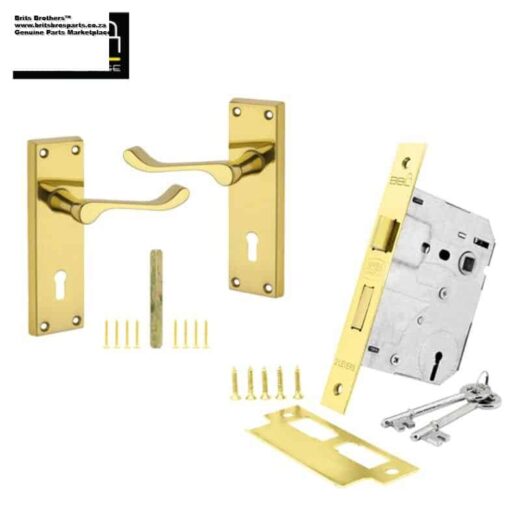 Lock Set 2 Lever Scroll Handle Brass Plated ™ 1 Lock Set 2 Lever Scroll Handle Brass Plated ™ auto part product photo