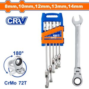 SPANNER RATCHET FLEX Set 5 PIECES 8 10 12 13 14 ™ auto part product photo