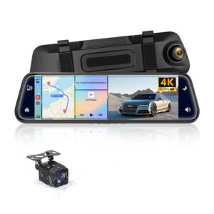4K Dual Lens CarPlay & Android Auto Dash Cam Smart Rearview Mirror Recorder WiFi, main photo