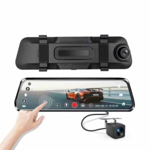 10″ Car Mirror Dash Cam | Dual 1080P Front+Rear | Touch Screen DVR, main photo