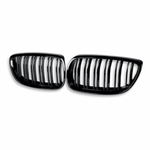BM E92/E93 PRE-FACE DOUBLE SLAT GLOSS BLACK KIDNEY GRILLS (non oem) auto part product photo