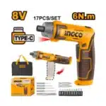 Ingco Cordless Screwdriver 6Nm 17 Piece Set - main product image