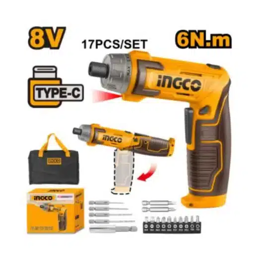Ingco Cordless Screwdriver 6Nm 17 Piece Set 1 Ingco Cordless Screwdriver 6Nm 17 Piece Set - main product image