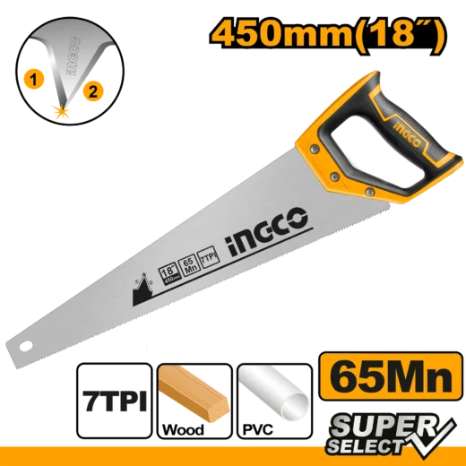Ingco Saw Hand 450Mm 7Tpi Bev Bld 1 INGCO SAW HAND 450MM 7TPI BEV BLD - main product image